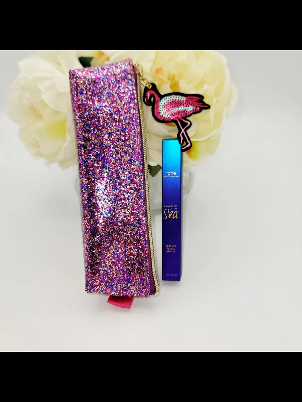 TARTE Rainforest of the Sea Lip Retrackable Brush & Sequence Makeup Bag NEW NWT